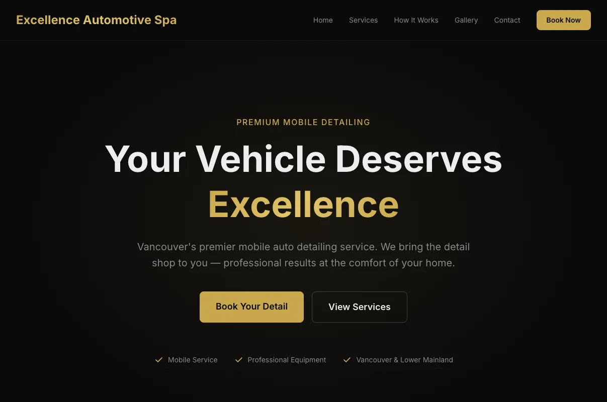 Excellence Auto Spa homepage